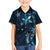 Hawaii Makahiki Season Family Matching Off The Shoulder Long Sleeve Dress and Hawaiian Shirt Floral Tribal Tattoo Blue Galaxy