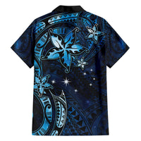 Hawaii Makahiki Season Family Matching Puletasi and Hawaiian Shirt Floral Tribal Tattoo Blue Galaxy