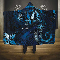 Hawaii Makahiki Season Hooded Blanket Floral Tribal Tattoo Blue Galaxy LT05 - Polynesian Pride