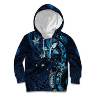 Hawaii Makahiki Season Kid Hoodie Floral Tribal Tattoo Blue Galaxy