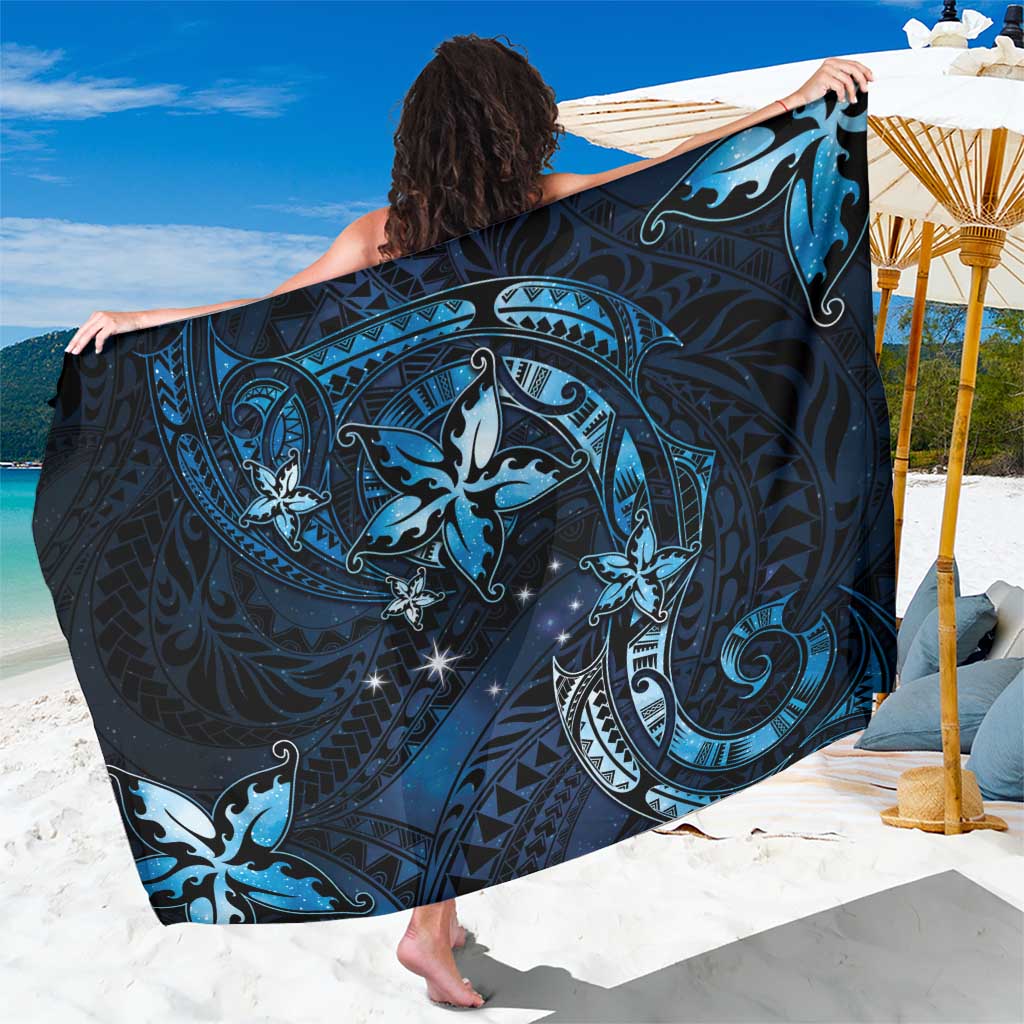 Hawaii Makahiki Season Sarong Floral Tribal Tattoo Blue Galaxy LT05 One Size 44 x 66 inches Blue - Polynesian Pride