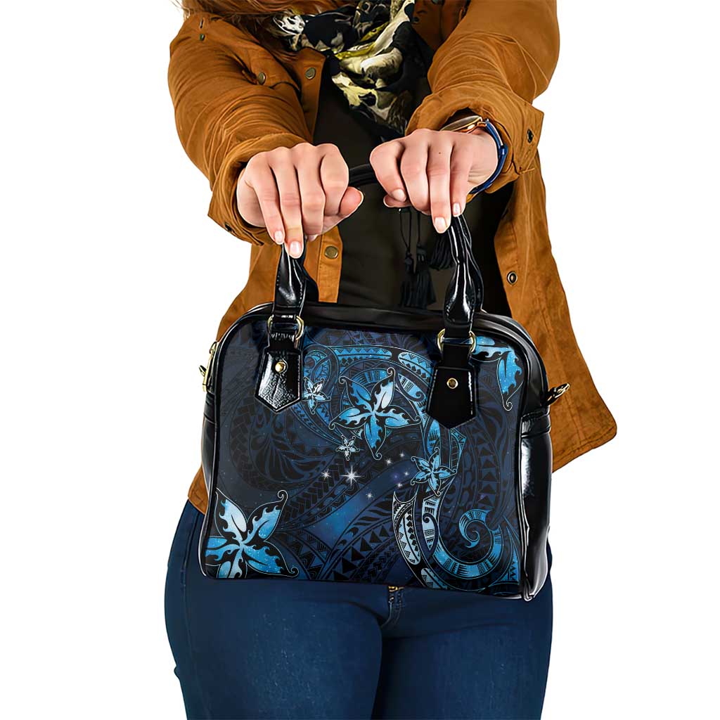 Hawaii Makahiki Season Shoulder Handbag Floral Tribal Tattoo Blue Galaxy LT05 One Size Blue - Polynesian Pride