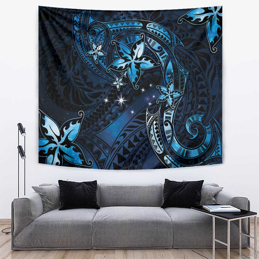 Hawaii Makahiki Season Tapestry Floral Tribal Tattoo Blue Galaxy LT05 Blue - Polynesian Pride