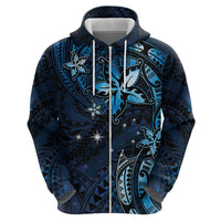 Hawaii Makahiki Season Zip Hoodie Floral Tribal Tattoo Blue Galaxy