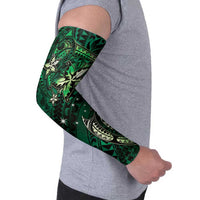 Hawaii Makahiki Season Arm Sleeves Floral Tribal Tattoo Green Galaxy - Polynesian Pride