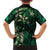 Hawaii Makahiki Season Family Matching Short Sleeve Bodycon Dress and Hawaiian Shirt Floral Tribal Tattoo Green Galaxy