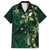 Hawaii Makahiki Season Family Matching Short Sleeve Bodycon Dress and Hawaiian Shirt Floral Tribal Tattoo Green Galaxy