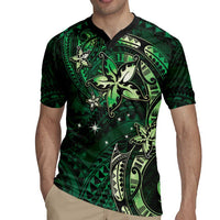 Hawaii Makahiki Season Rugby Jersey Floral Tribal Tattoo Green Galaxy