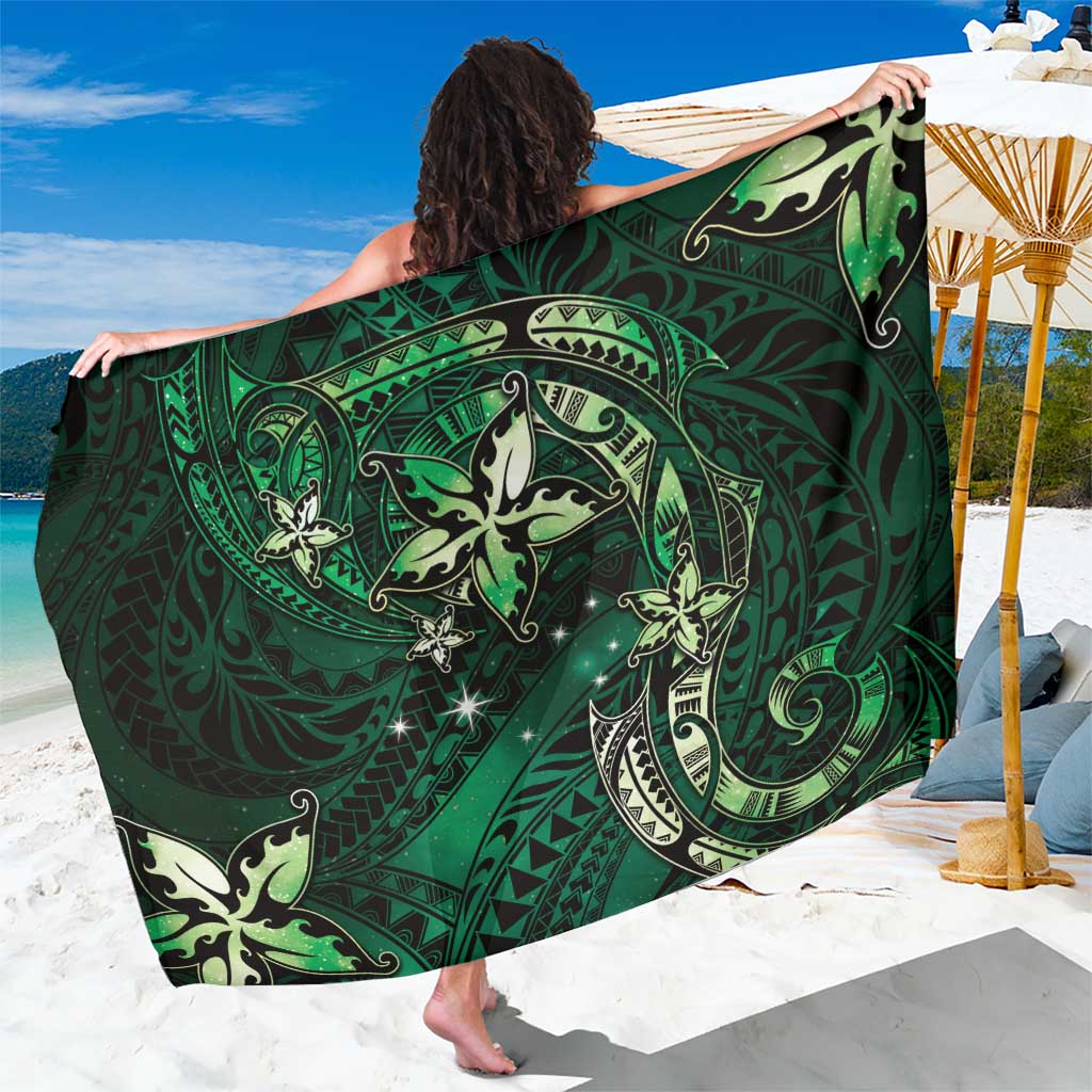 Hawaii Makahiki Season Sarong Floral Tribal Tattoo Green Galaxy LT05 One Size 44 x 66 inches Green - Polynesian Pride