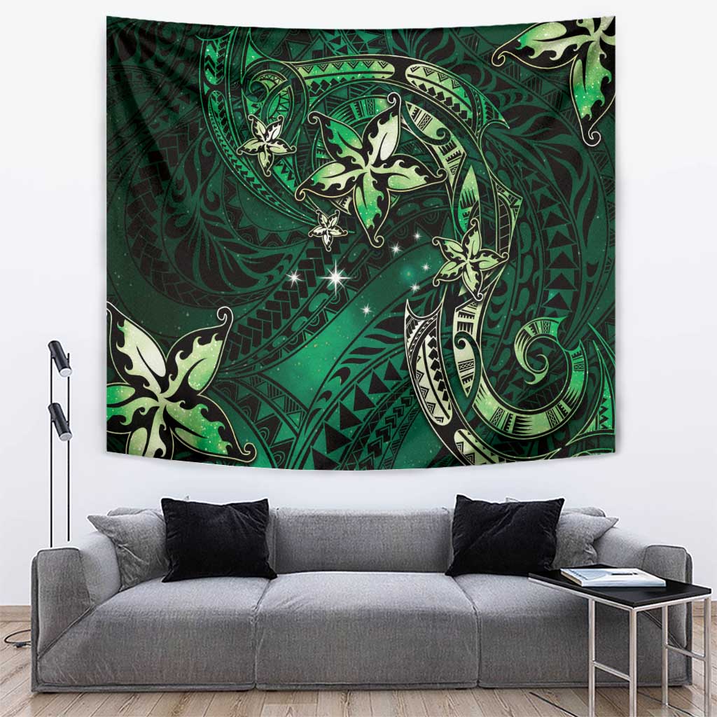 Hawaii Makahiki Season Tapestry Floral Tribal Tattoo Green Galaxy LT05 Green - Polynesian Pride