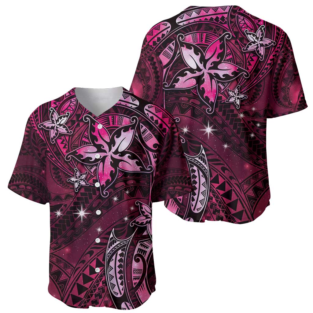 Hawaii Makahiki Season Baseball Jersey Floral Tribal Tattoo Pink Galaxy LT05 - Polynesian Pride
