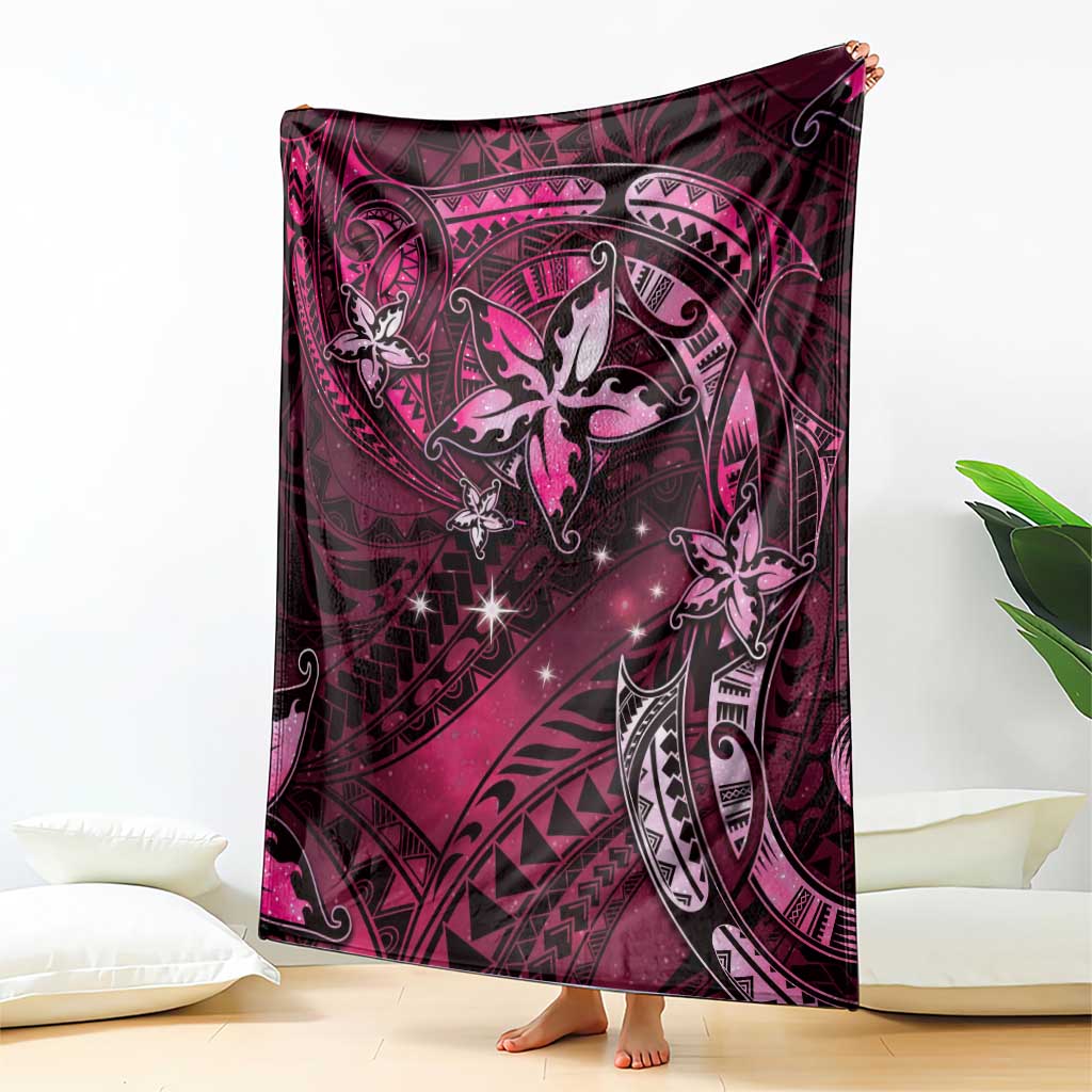 Hawaii Makahiki Season Blanket Floral Tribal Tattoo Pink Galaxy