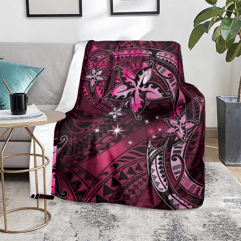 Hawaii Makahiki Season Blanket Floral Tribal Tattoo Pink Galaxy