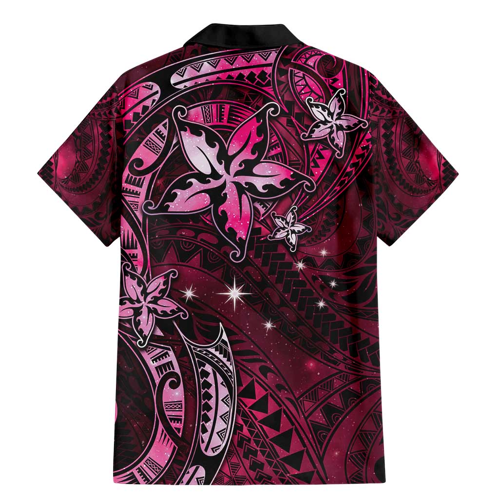 Hawaii Makahiki Season Family Matching Mermaid Dress and Hawaiian Shirt Floral Tribal Tattoo Pink Galaxy
