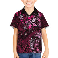 Hawaii Makahiki Season Family Matching Puletasi and Hawaiian Shirt Floral Tribal Tattoo Pink Galaxy