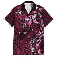 Hawaii Makahiki Season Family Matching Short Sleeve Bodycon Dress and Hawaiian Shirt Floral Tribal Tattoo Pink Galaxy LT05 Dad's Shirt - Short Sleeve Pink - Polynesian Pride