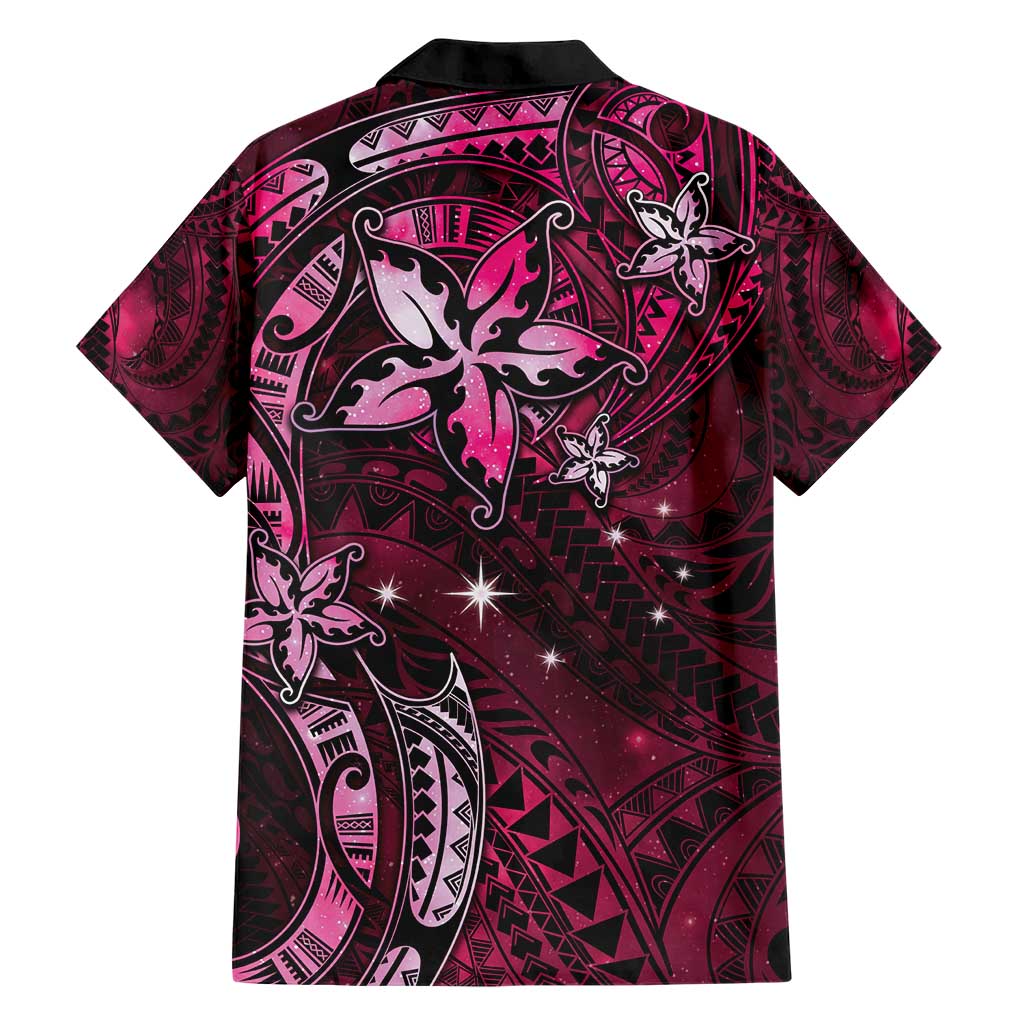 Hawaii Makahiki Season Family Matching Short Sleeve Bodycon Dress and Hawaiian Shirt Floral Tribal Tattoo Pink Galaxy LT05 - Polynesian Pride