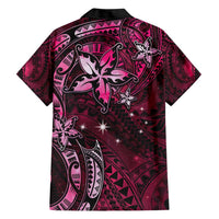 Hawaii Makahiki Season Family Matching Short Sleeve Bodycon Dress and Hawaiian Shirt Floral Tribal Tattoo Pink Galaxy LT05 - Polynesian Pride