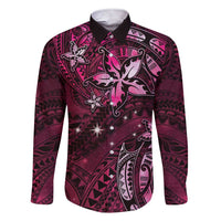 Hawaii Makahiki Season Family Matching Short Sleeve Bodycon Dress and Hawaiian Shirt Floral Tribal Tattoo Pink Galaxy LT05 Dad's Shirt - Long Sleeve Pink - Polynesian Pride