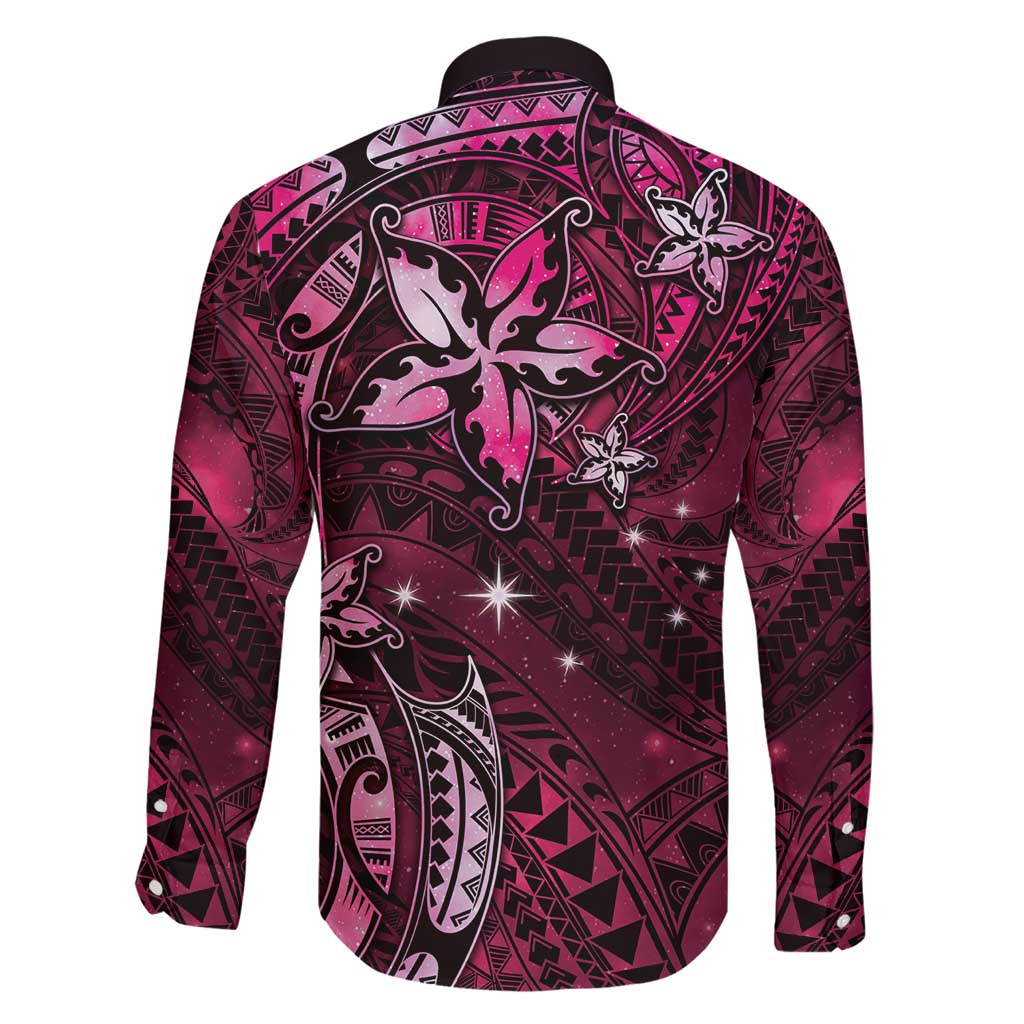 Hawaii Makahiki Season Family Matching Short Sleeve Bodycon Dress and Hawaiian Shirt Floral Tribal Tattoo Pink Galaxy LT05 - Polynesian Pride