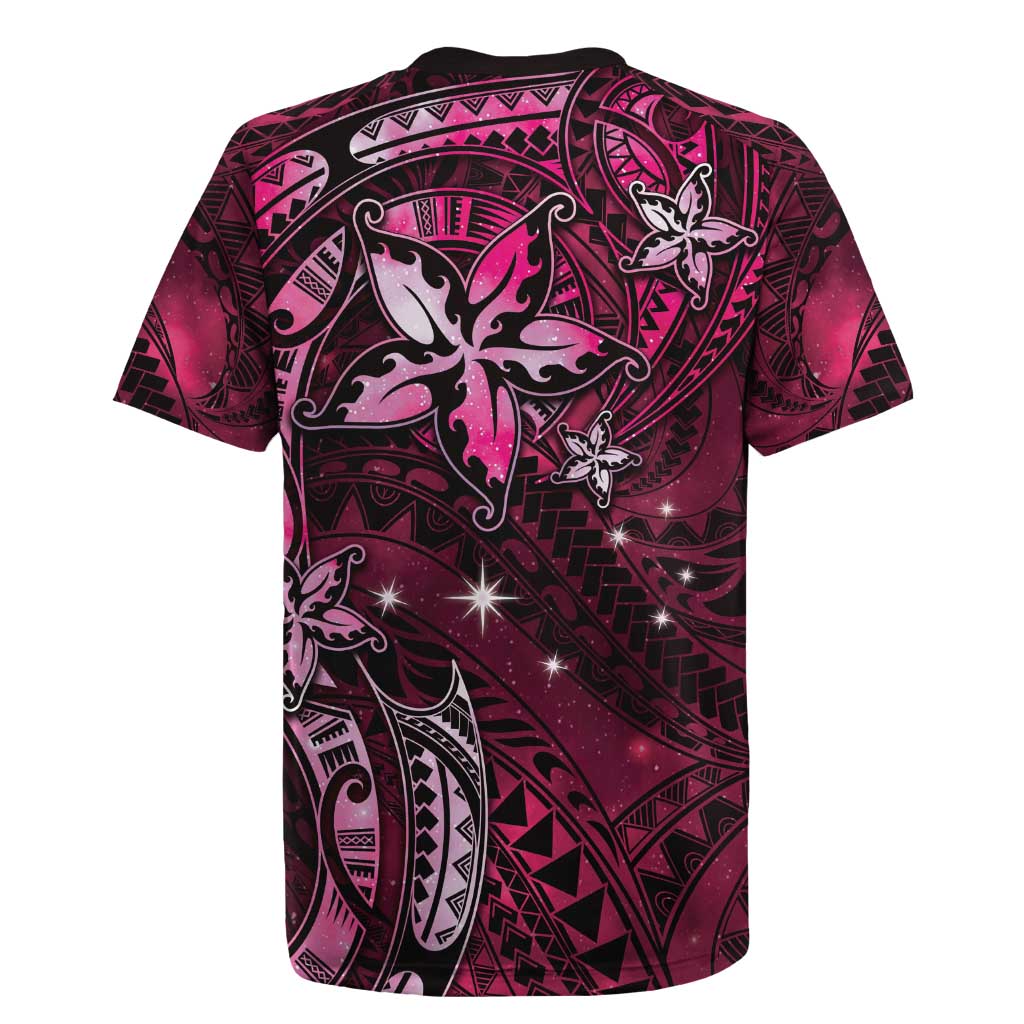 Hawaii Makahiki Season Rugby Jersey Floral Tribal Tattoo Pink Galaxy