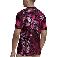 Hawaii Makahiki Season Rugby Jersey Floral Tribal Tattoo Pink Galaxy