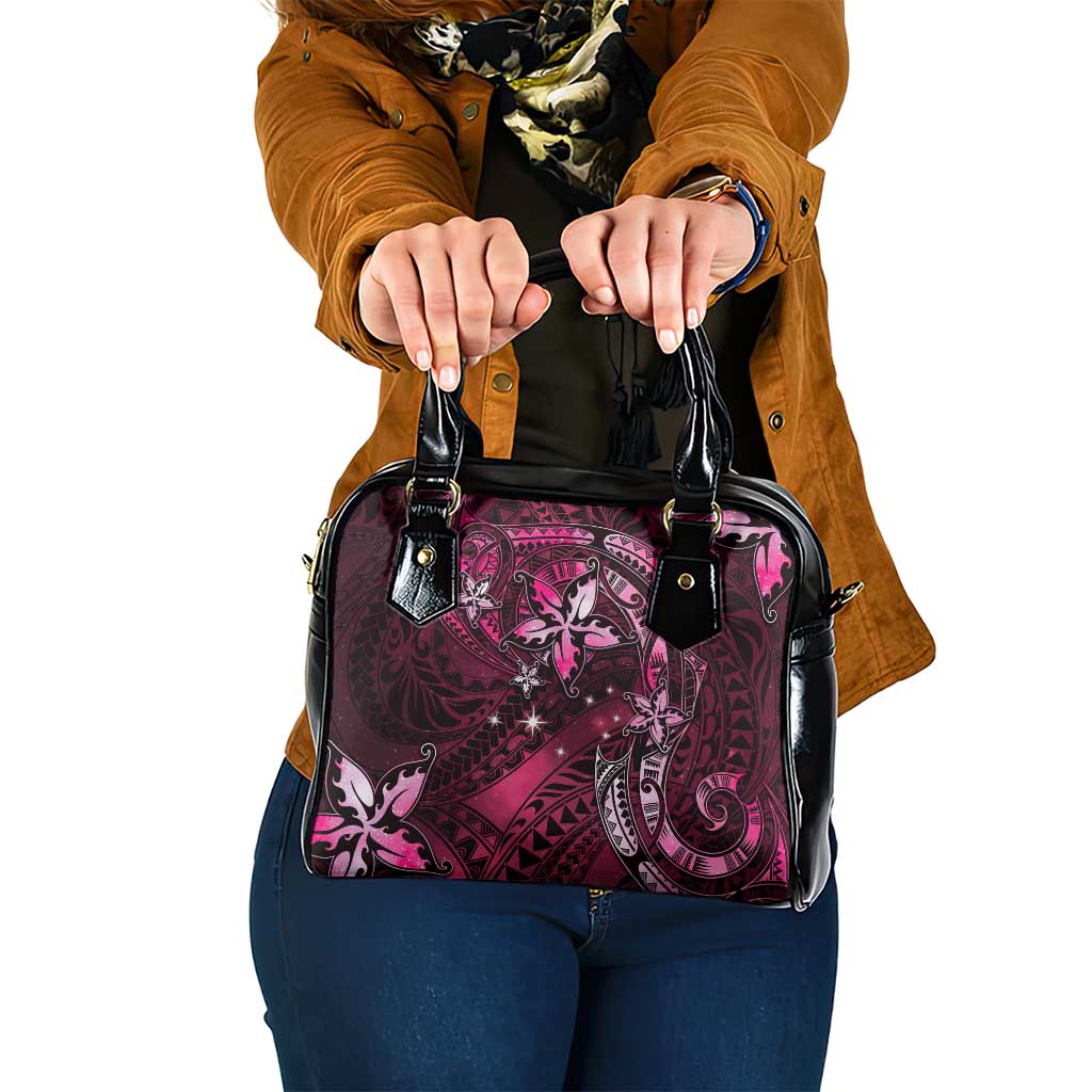 Hawaii Makahiki Season Shoulder Handbag Floral Tribal Tattoo Pink Galaxy LT05 One Size Pink - Polynesian Pride