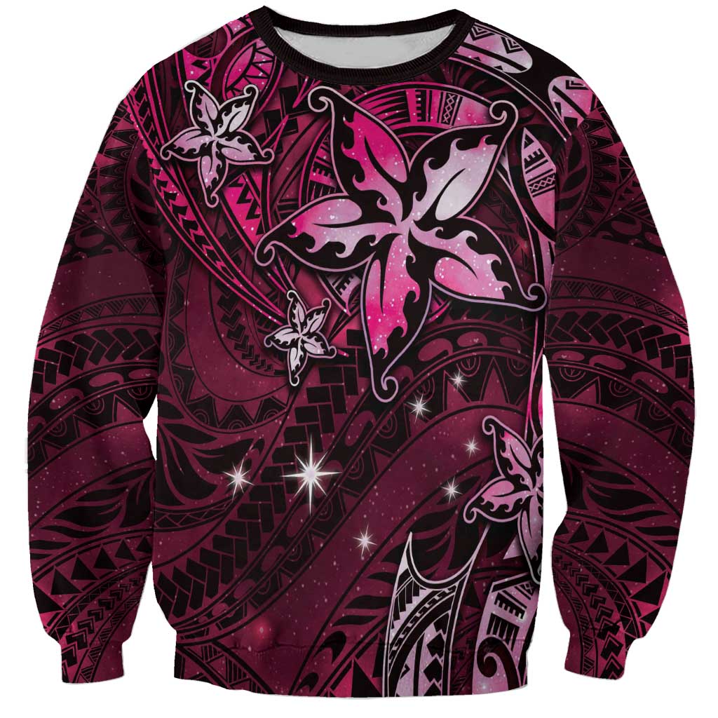 Hawaii Makahiki Season Sweatshirt Floral Tribal Tattoo Pink Galaxy