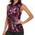 Hawaii Makahiki Season Women Sleeveless Polo Shirt Floral Tribal Tattoo Pink Galaxy