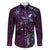 Hawaii Makahiki Season Family Matching Mermaid Dress and Hawaiian Shirt Floral Tribal Tattoo Purple Galaxy