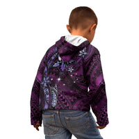 Hawaii Makahiki Season Kid Hoodie Floral Tribal Tattoo Purple Galaxy