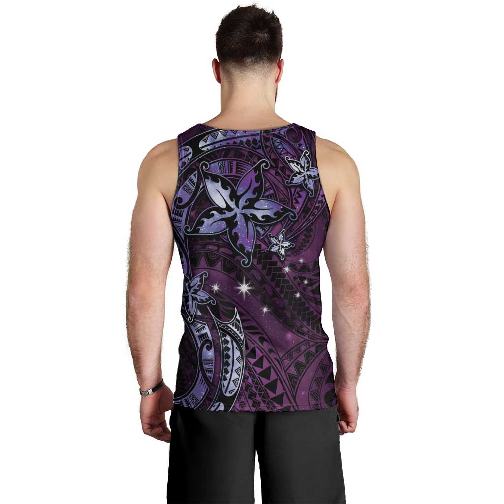 Hawaii Makahiki Season Men Tank Top Floral Tribal Tattoo Purple Galaxy