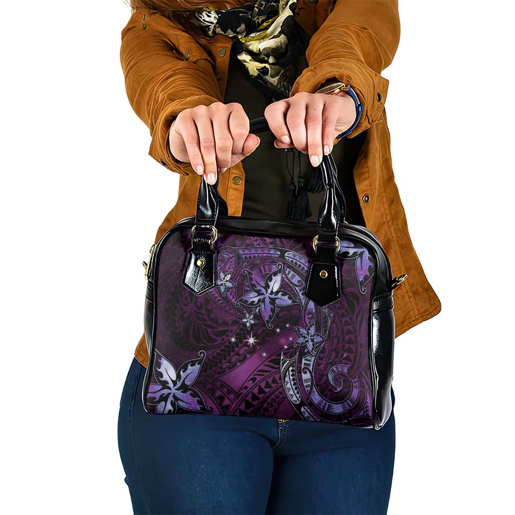 Hawaii Makahiki Season Shoulder Handbag Floral Tribal Tattoo Purple Galaxy LT05 One Size Purple - Polynesian Pride