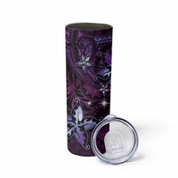 Hawaii Makahiki Season Skinny Tumbler Floral Tribal Tattoo Purple Galaxy