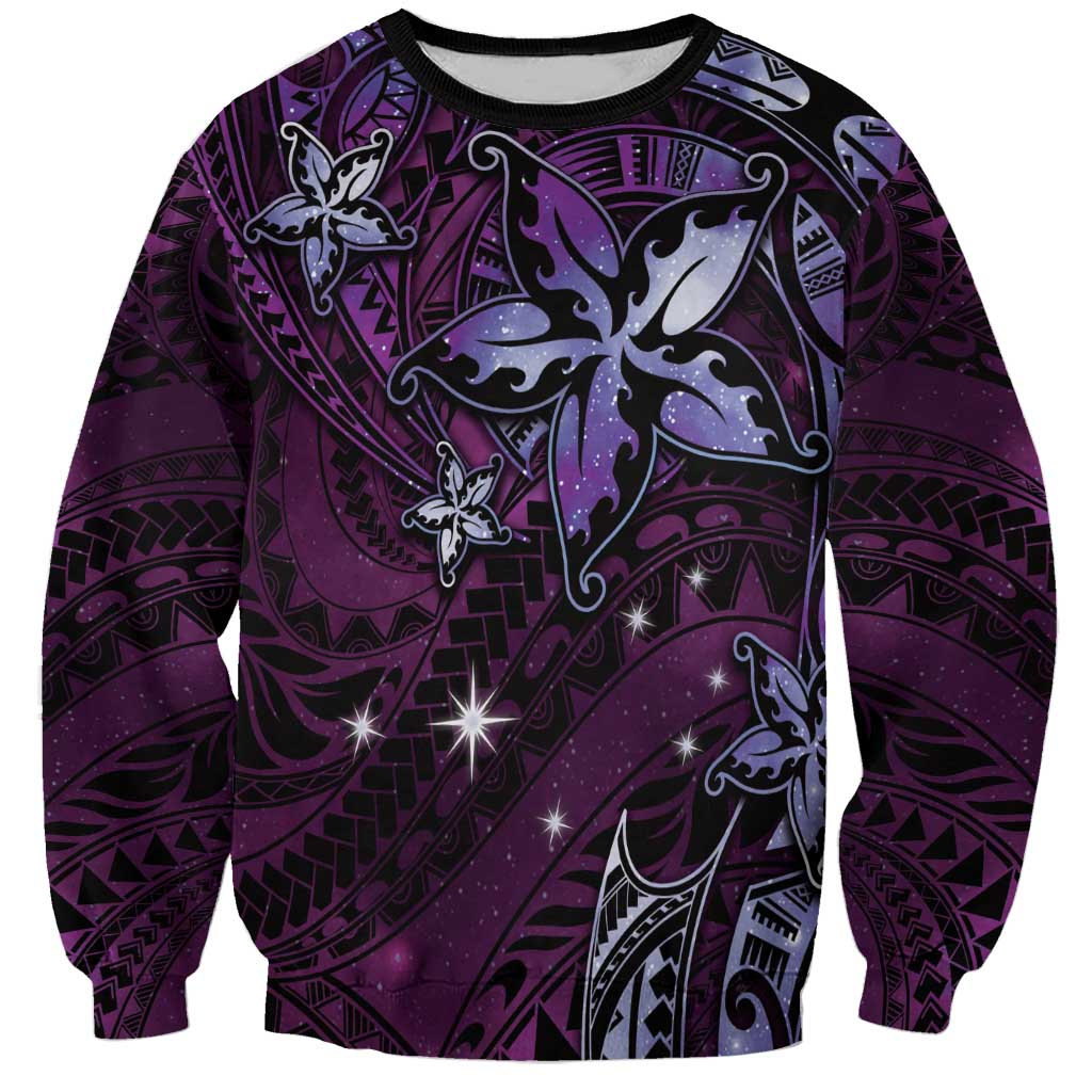 Hawaii Makahiki Season Sweatshirt Floral Tribal Tattoo Purple Galaxy