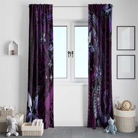 Hawaii Makahiki Season Window Curtain Floral Tribal Tattoo Purple Galaxy