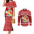 Personalized Tonga Christmas Couples Matching Mermaid Dress and Long Sleeve Button Shirts Kilisimasi Fiefia Santas Coat Of Arms LT05 Red - Polynesian Pride