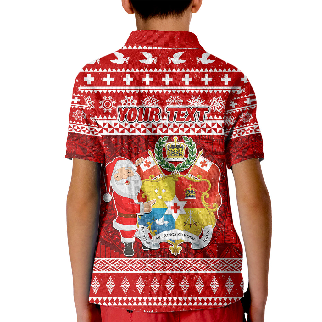 Personalized Tonga Christmas Kid Polo Shirt Kilisimasi Fiefia Santas Coat Of Arms LT05 - Polynesian Pride