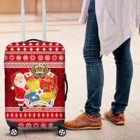 Tonga Christmas Luggage Cover Kilisimasi Fiefia Santas Coat Of Arms LT05 Red - Polynesian Pride