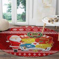 Tonga Christmas Round Carpet Kilisimasi Fiefia Santas Coat Of Arms LT05 - Polynesian Pride