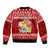Personalized Tonga Christmas Sleeve Zip Bomber Jacket Kilisimasi Fiefia Santas Coat Of Arms LT05 - Polynesian Pride