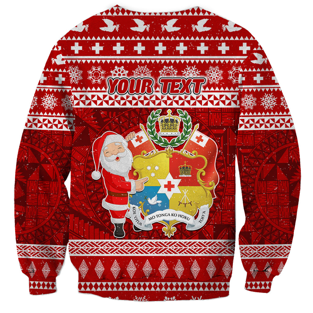 Personalized Tonga Christmas Sweatshirt Kilisimasi Fiefia Santas Coat Of Arms LT05 - Polynesian Pride