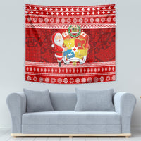 Tonga Christmas Tapestry Kilisimasi Fiefia Santas Coat Of Arms LT05 - Polynesian Pride