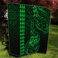 Hawaii Hauoli Makahiki Hou Quilt Lono Hawaiian God Kakau Polynesian Tribal Green LT05 - Polynesian Pride