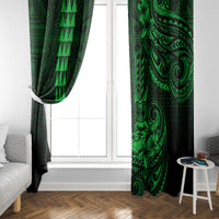 Hawaii Hauoli Makahiki Hou Window Curtain Lono Hawaiian God Kakau Polynesian Tribal Green LT05 - Polynesian Pride