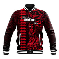 Personalized Hawaii Hauoli Makahiki Hou Baseball Jacket Lono Hawaiian God Kakau Polynesian Tribal Red LT05 Unisex Red - Polynesian Pride