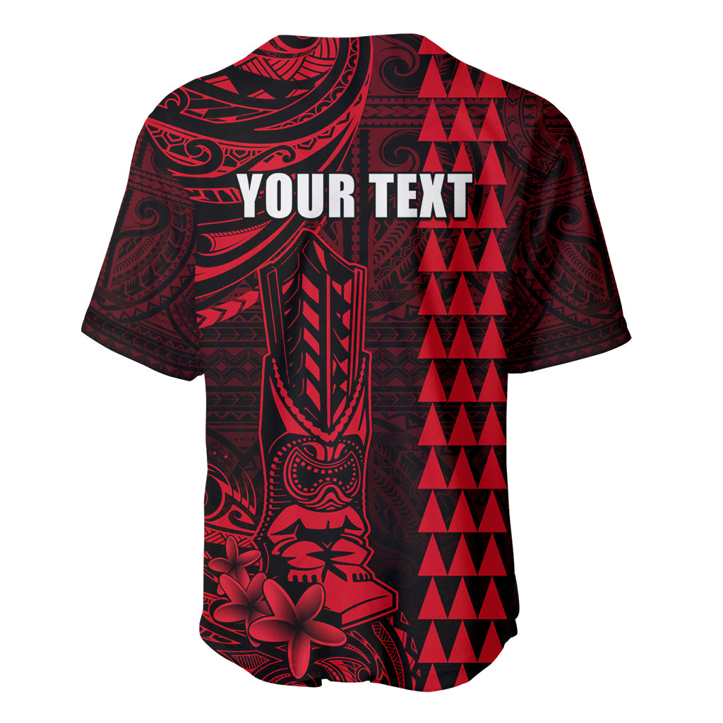 Personalized Hawaii Hauoli Makahiki Hou Baseball Jersey Lono Hawaiian God Kakau Polynesian Tribal Red LT05 - Polynesian Pride