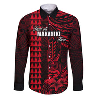 Personalized Hawaii Hauoli Makahiki Hou Family Matching Mermaid Dress and Hawaiian Shirt Lono Hawaiian God Kakau Polynesian Tribal Red LT05 Dad's Shirt - Long Sleeve Red - Polynesian Pride