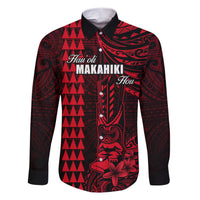 Personalized Hawaii Hauoli Makahiki Hou Family Matching Short Sleeve Bodycon Dress and Hawaiian Shirt Lono Hawaiian God Kakau Polynesian Tribal Red LT05 Dad's Shirt - Long Sleeve Red - Polynesian Pride