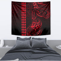 Hawaii Hauoli Makahiki Hou Tapestry Lono Hawaiian God Kakau Polynesian Tribal Red LT05 - Polynesian Pride